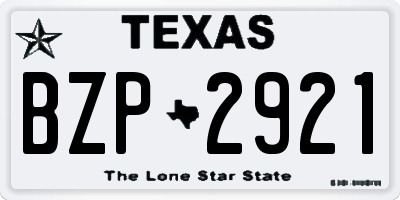TX license plate BZP2921