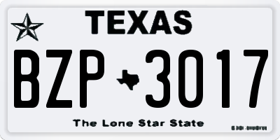 TX license plate BZP3017