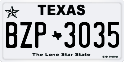 TX license plate BZP3035