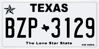 TX license plate BZP3129