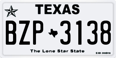 TX license plate BZP3138