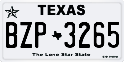 TX license plate BZP3265