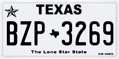 TX license plate BZP3269