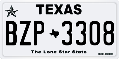 TX license plate BZP3308