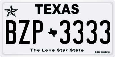 TX license plate BZP3333