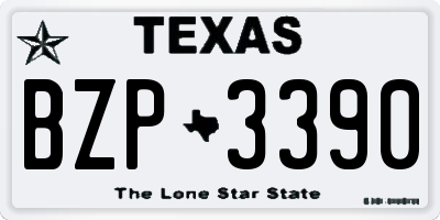 TX license plate BZP3390