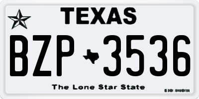 TX license plate BZP3536