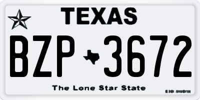 TX license plate BZP3672