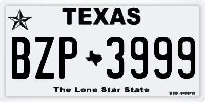 TX license plate BZP3999