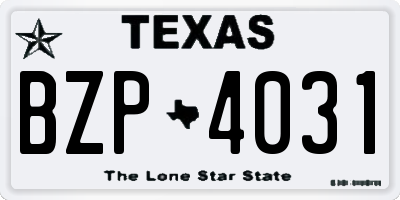 TX license plate BZP4031