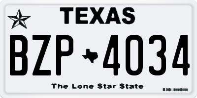 TX license plate BZP4034