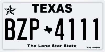 TX license plate BZP4111