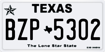 TX license plate BZP5302
