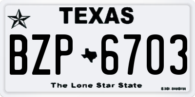 TX license plate BZP6703