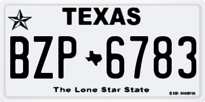 TX license plate BZP6783