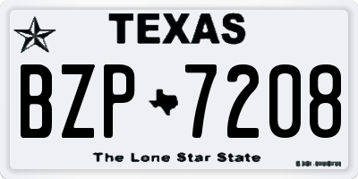 TX license plate BZP7208