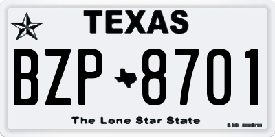 TX license plate BZP8701