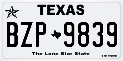 TX license plate BZP9839