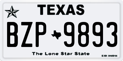 TX license plate BZP9893