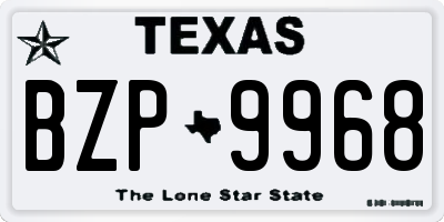TX license plate BZP9968