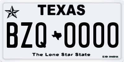 TX license plate BZQ0000