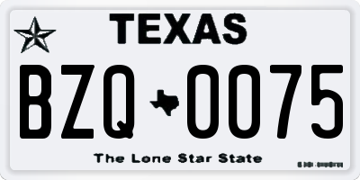 TX license plate BZQ0075