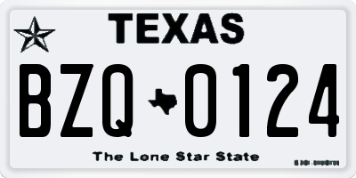 TX license plate BZQ0124