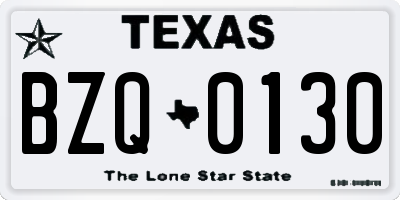 TX license plate BZQ0130