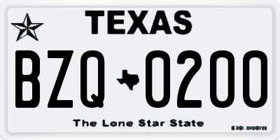 TX license plate BZQ0200