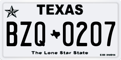 TX license plate BZQ0207