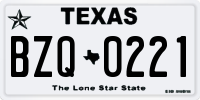 TX license plate BZQ0221