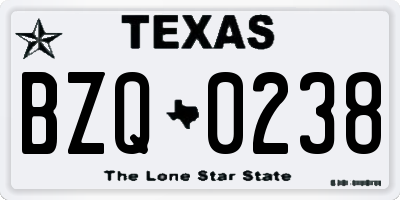 TX license plate BZQ0238