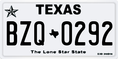 TX license plate BZQ0292
