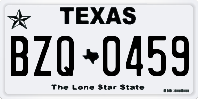 TX license plate BZQ0459