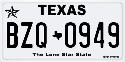 TX license plate BZQ0949