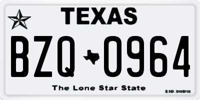 TX license plate BZQ0964