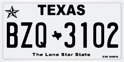 TX license plate BZQ3102