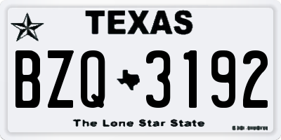 TX license plate BZQ3192