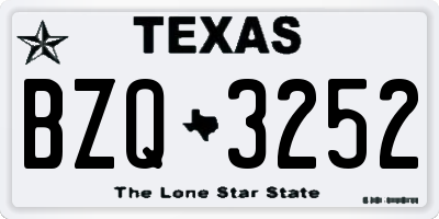 TX license plate BZQ3252