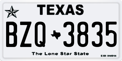 TX license plate BZQ3835