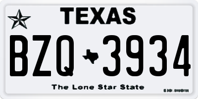 TX license plate BZQ3934