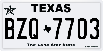TX license plate BZQ7703