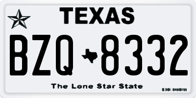 TX license plate BZQ8332