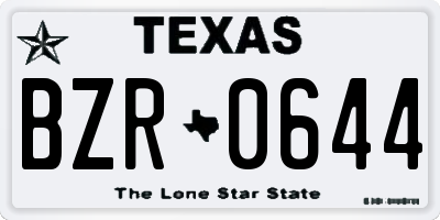 TX license plate BZR0644