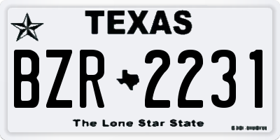TX license plate BZR2231