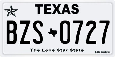 TX license plate BZS0727