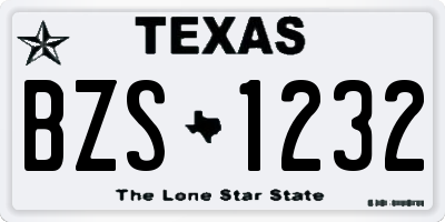 TX license plate BZS1232