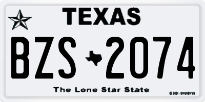 TX license plate BZS2074