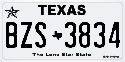 TX license plate BZS3834