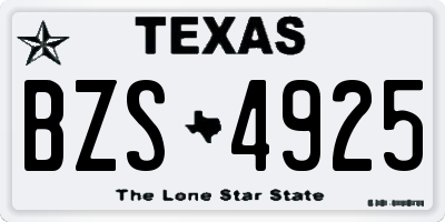 TX license plate BZS4925